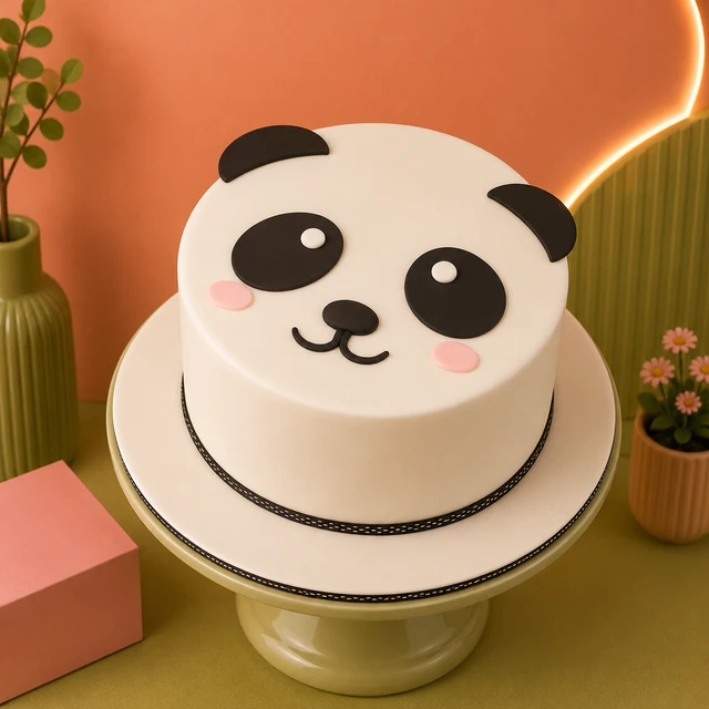 Cute Panda Semi Fondant Birthday Cake