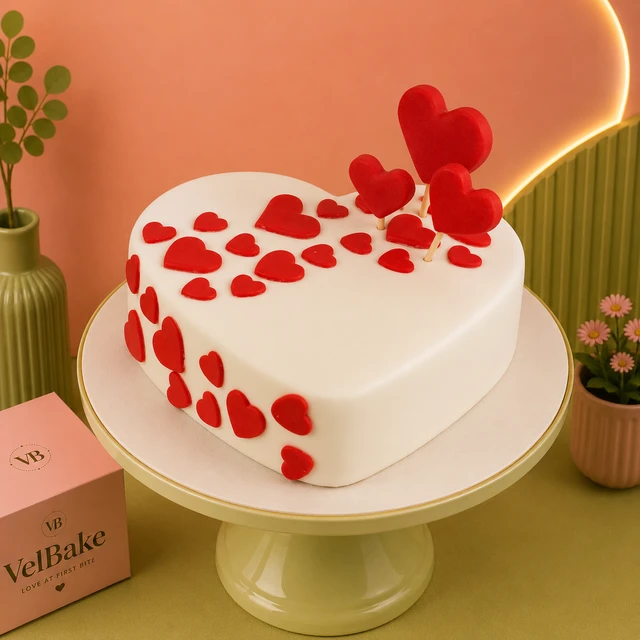 Heart on Hearts Semi Fondant Cake