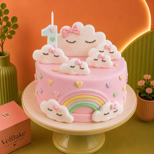 Unicorn 1st Birthday Kids Fondant Cake