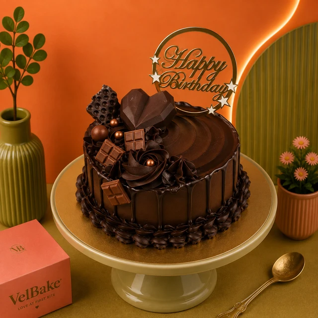 Decorated Chocolate Truffle Cake