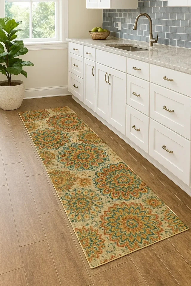 ThreadVale Mandala Garden 2.5' x 7' Runner Rug - Multi