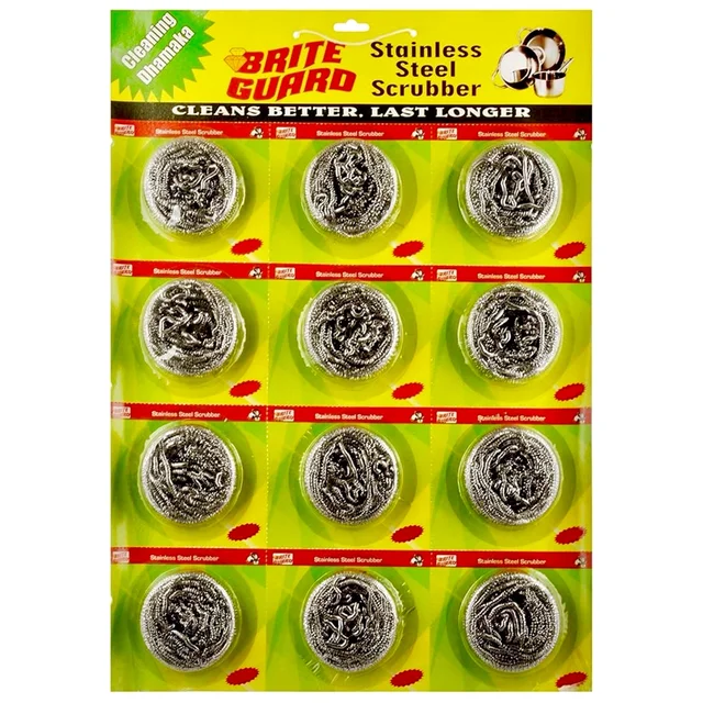 Stainless Steel Multipurpose Scrubber 10 gm (Grey, 12-Piece)