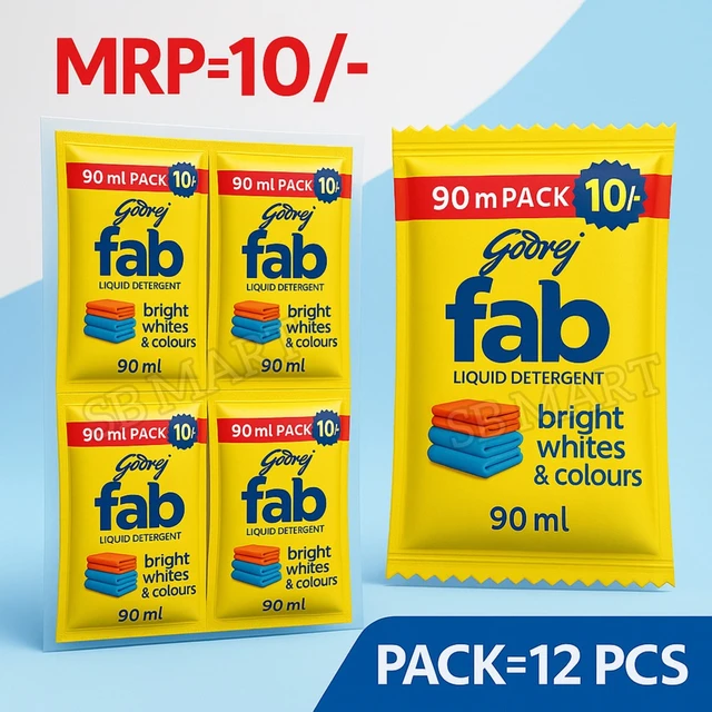 GODREJ FAB LIQUID DETERGENT SACHET
90ml/75ml (12N)