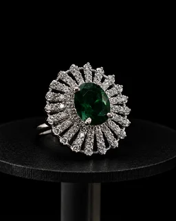 HJ Best Quality American Diamond Oval Shape Adjustable Ring - hrc-010 - Rhodium Plating, Free Size, Adjustable, Yellow