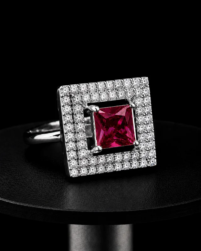 Princes Cut American Diamond Adjustable Ring - hrc-010