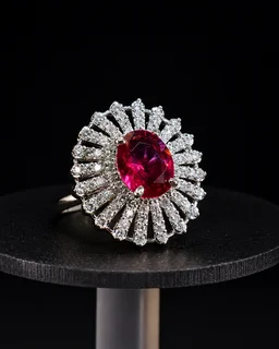 HJ Best Quality American Diamond Oval Shape Adjustable Ring - hrc-010 - Rhodium Plating, Free Size, Adjustable, Yellow