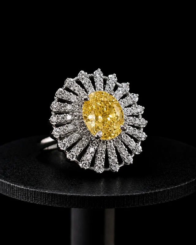 Best Quality American Diamond Oval Shape Adjustable Ring - hrc-010