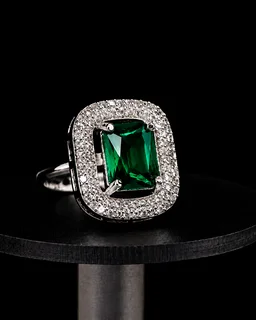 HJ Best Quality American Diamond Octo Shape Ring - hrc-011 - Rhodium Plating, Free Size, Adjustable, White