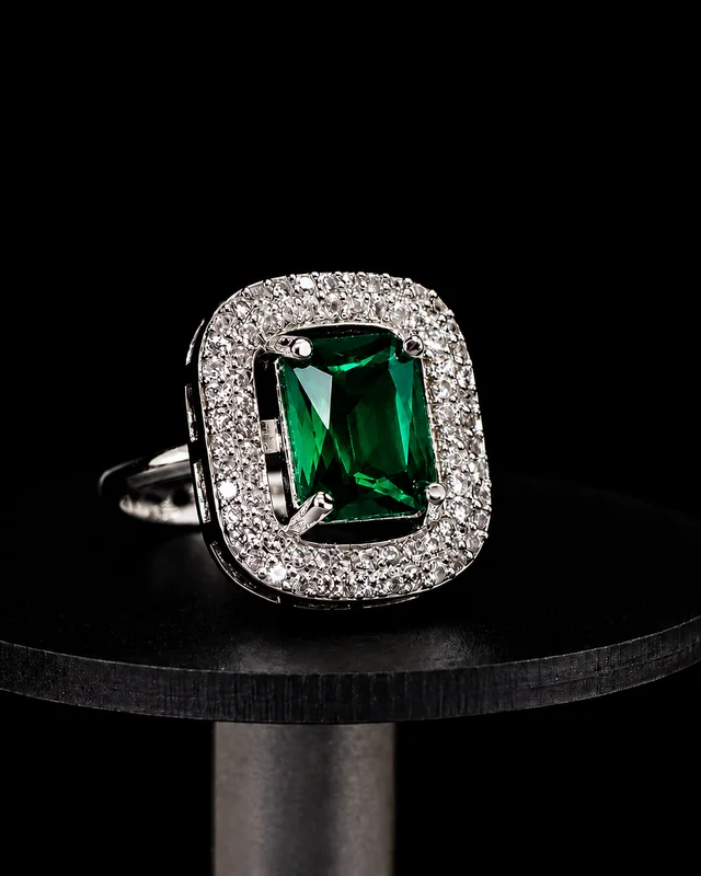 Best Quality American Diamond Octo Shape Ring - hrc-011