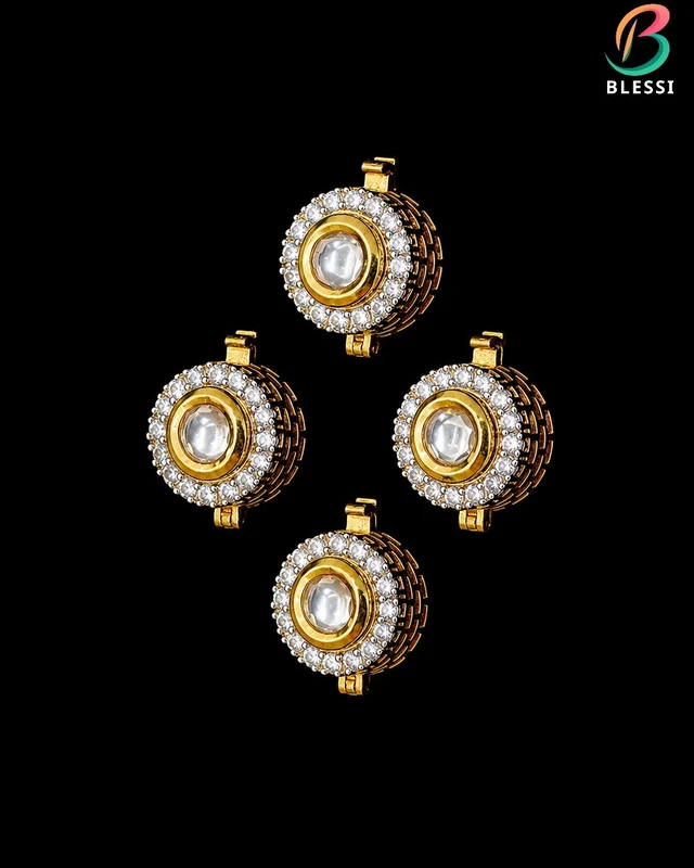 BLESSI Creative Delicate Button Cover White For Male & Female - BL-005-RH-4 - White, Gold Plating