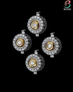 BLESSI Creative Delicate Button Cover White For Male & Female - BL-005-RH-4 - White, Gold Plating