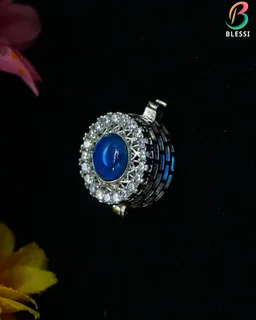 BLESSI Creative Button Cover Green For Male & Female - BL-006-BU-1 - Blue, Rhodium Plating