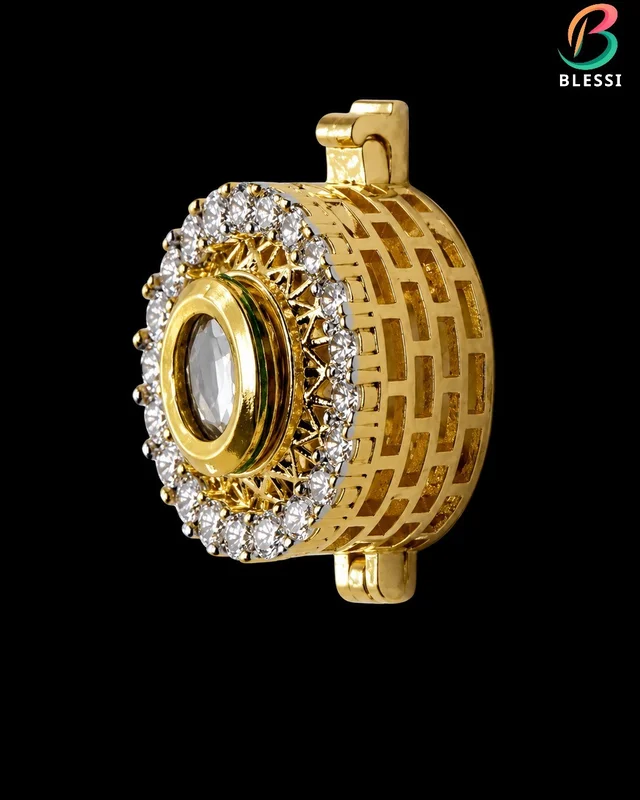 BLESSI Creative Button Cover White For Male & Female - BL-006-1 - White, Gold Plating