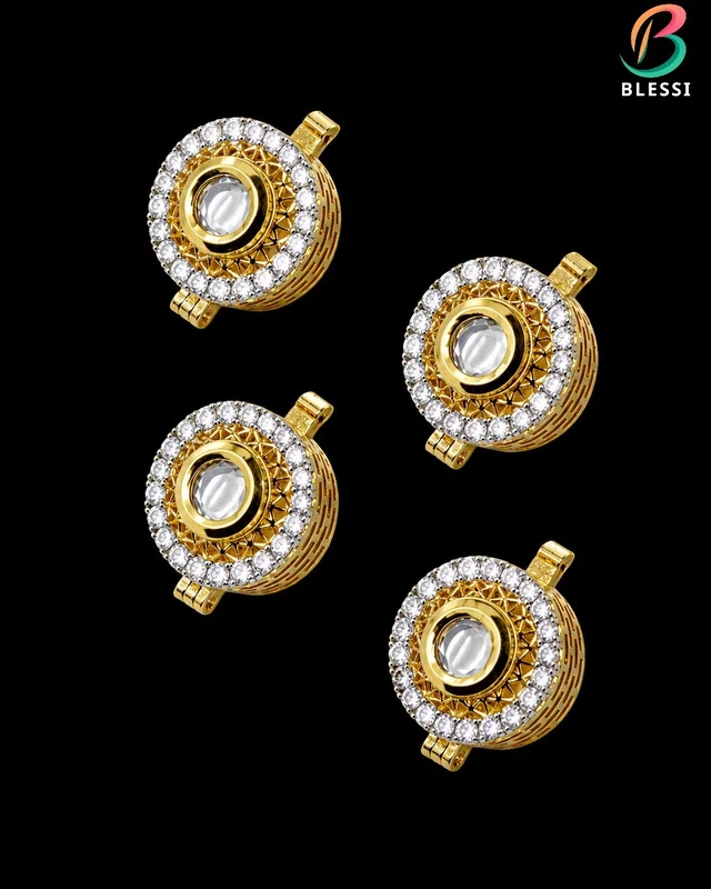 BLESSI Creative Button Cover White For Male & Female - BL-006-4 - White, Gold Plating