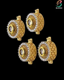 BLESSI Creative Button Cover White For Male & Female - BL-006-4 - White, Gold Plating