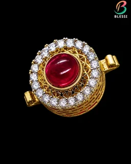 BLESSI Creative Button Cover Ruby For Male & Female - BL-006-RB-1 - Ruby, Gold Plating