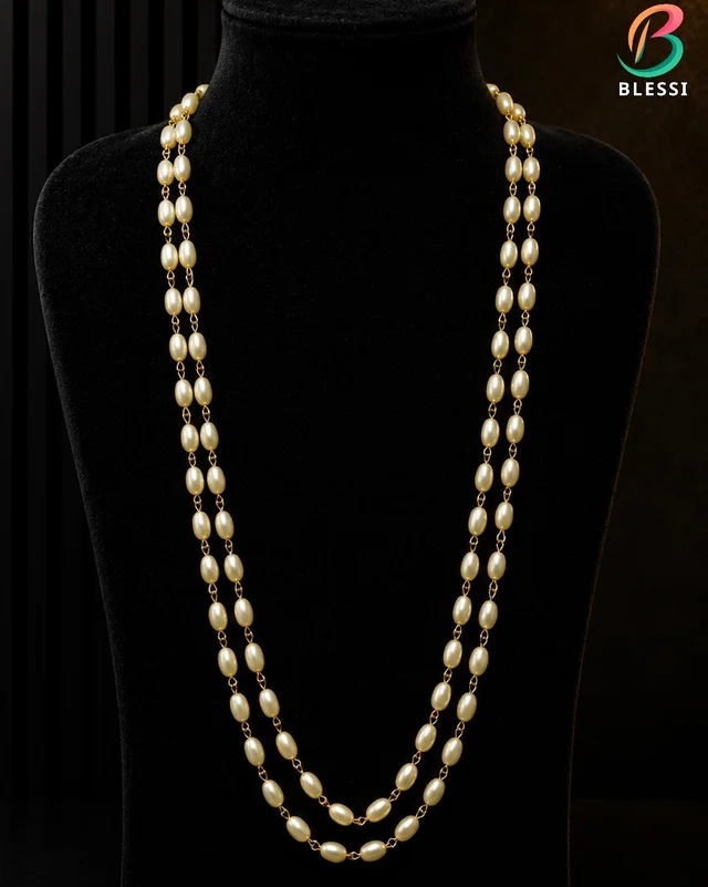 Rice Shape Imitation Pearl 2 line Mala - gm-014