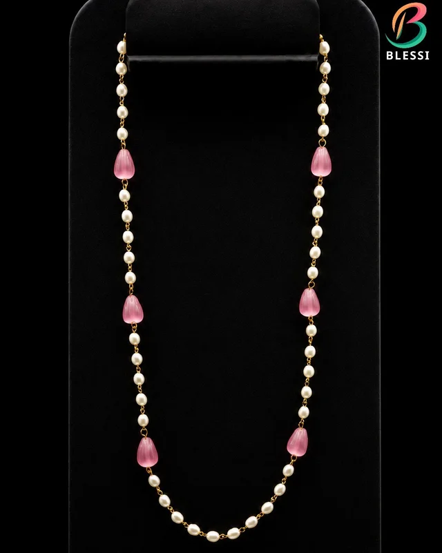 Pearl Monalisa Beads Imitation 1 line Mala - gm-038-pnk