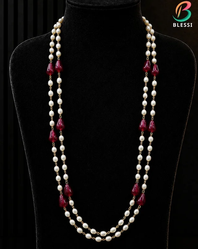 Pearl Drop Beads Imitation 2 line Mala - gm-039