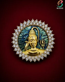 BLESSI Shivji Face Brooch Cum Pendant - Hb017 - Gold Plating, Black