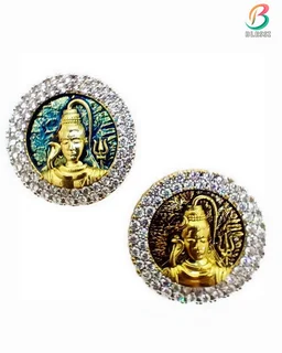 BLESSI Shivji Face Brooch Cum Pendant - Hb017 - Gold Plating, Black