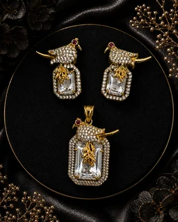 BLESSI delicate pendant trial set hjs12 - Rhodium Plating, Maroon