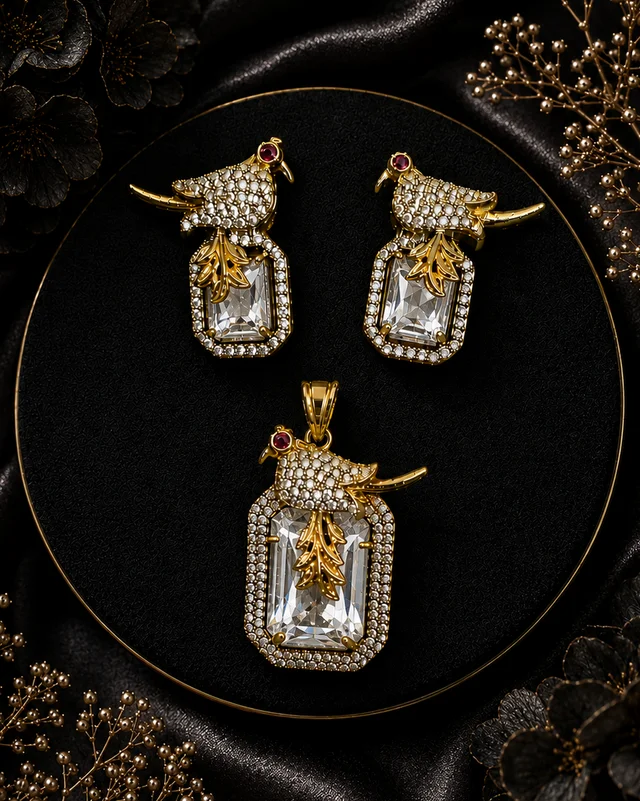 BLESSI delicate pendant trial set hjs12 - Rhodium Plating, Maroon