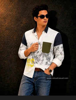 Solid Mens R F D Graphic Patch Pocket Shirt - pista green. Mehandi green. brown shed. navy blue