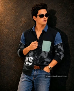 Solid Mens R F D Graphic Patch Pocket Shirt - pista green. Mehandi green. brown shed. navy blue