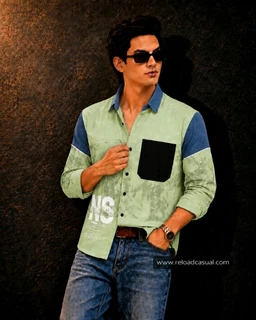 Solid Mens R F D Graphic Patch Pocket Shirt - pista green. Mehandi green. brown shed. navy blue