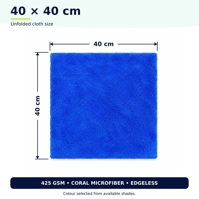Wudore Edgeless Microfiber Cleaning Cloth – 425 GSM, 40 × 40 cm (1 Piece)
