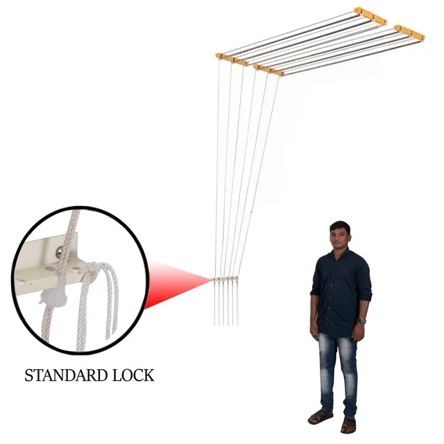 Wudore Stainless Steel 304 Grade Cloth Drying Hanger in 6 lines I Luxury - 4 Feet