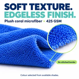 Wudore Edgeless Microfiber Cleaning Cloth – 425 GSM, 40 × 40 cm (1 Piece)