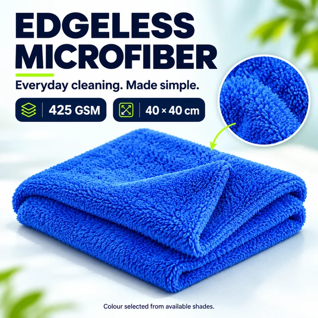 Wudore Edgeless Microfiber Cleaning Cloth – 425 GSM, 40 × 40 cm (1 Piece)
