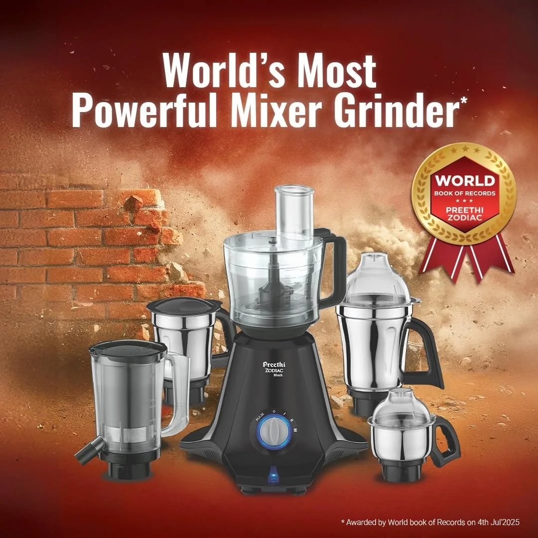 Preethi Zodiac MG-218 mixer grinder, 750 watt, Black/Light Grey, 5