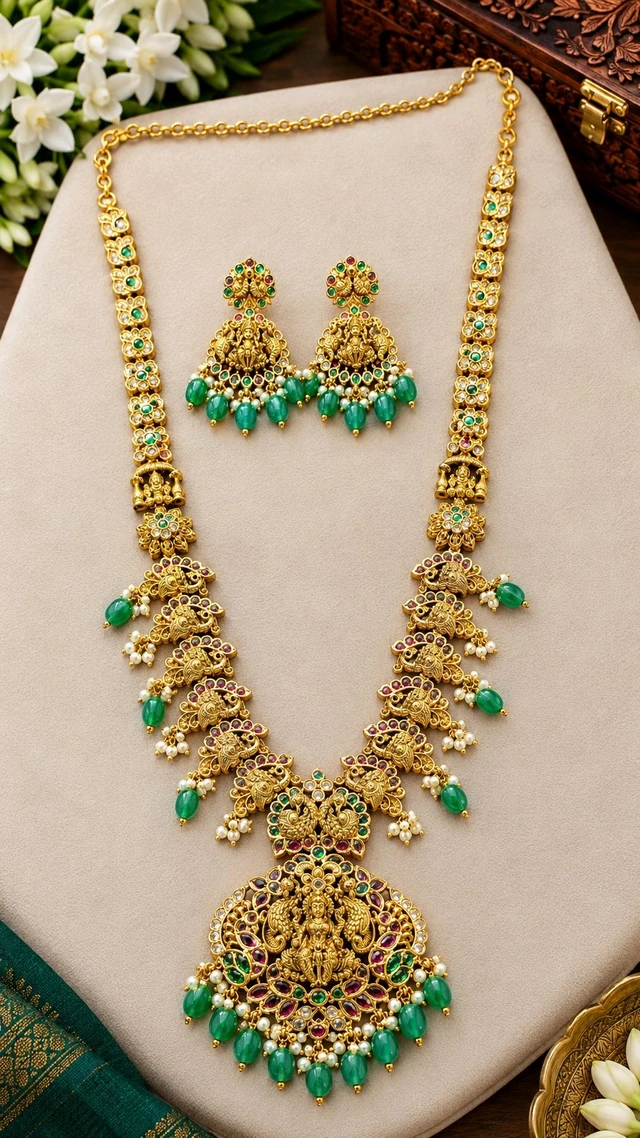Nakshi Green Beeds Long Haram