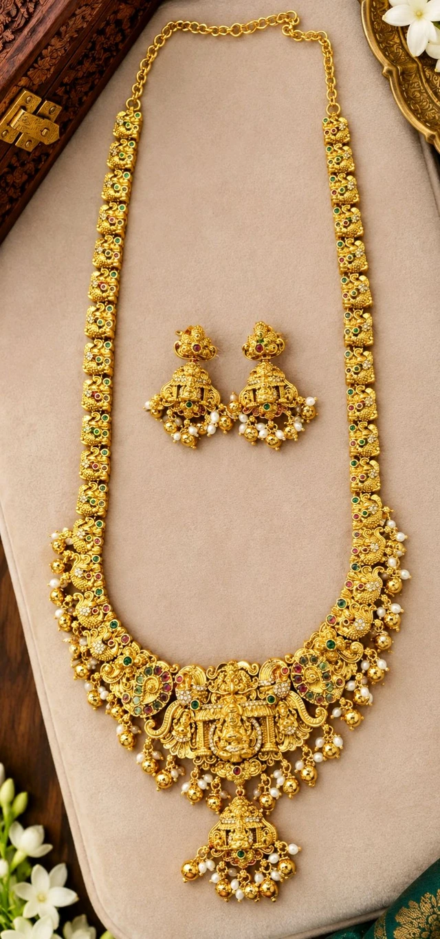 Traditional South Indian Lakshmi Temple Jewellery Haram / Long