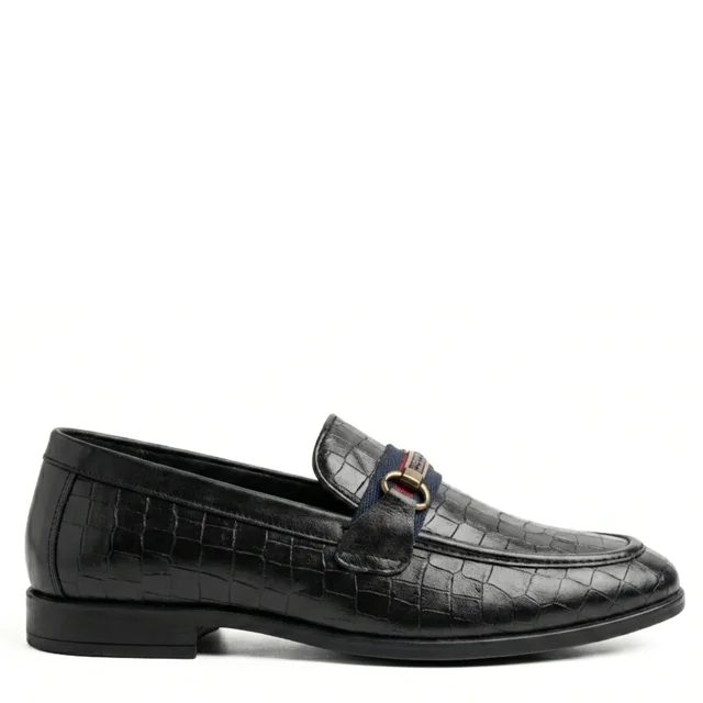 LEATHER CROCO PATTERN LOAFER