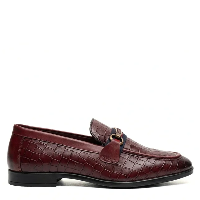 LEATHER CROCO LOAFER MAROON