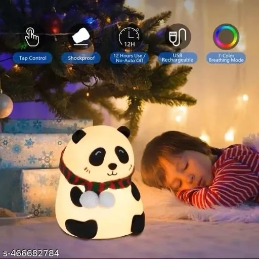 π§Έ Cute Panda LED Night Lamp β Color Changing Silicone Night Light for Kids!