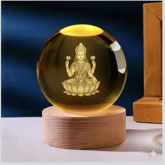Laxmi Ji & Ganesh Ji Crystal Ball Lamp 