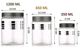Thesikuway Plastic Pet Storage Jar and Container, 12 pcs With Spoons Air Tight | Kitchen Organiser Improved Mod - Silver