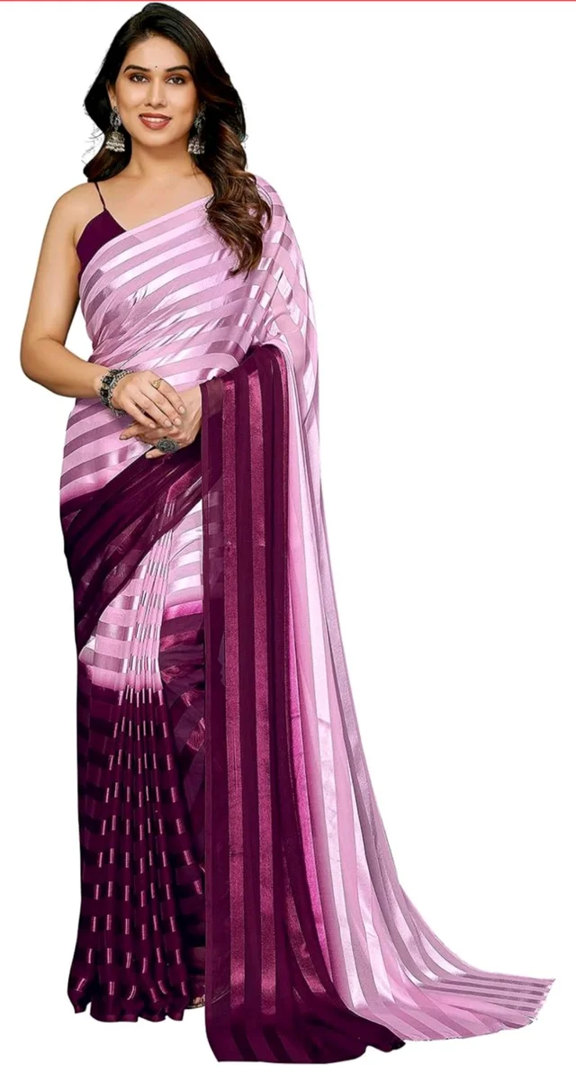 Thesikuway Anand Sarees Striped, Ombre, Self Design Bollywood Satin Saree - Free Size