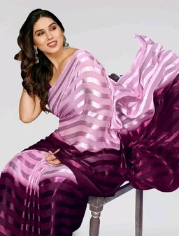 Thesikuway Anand Sarees Striped, Ombre, Self Design Bollywood Satin Saree - Free Size