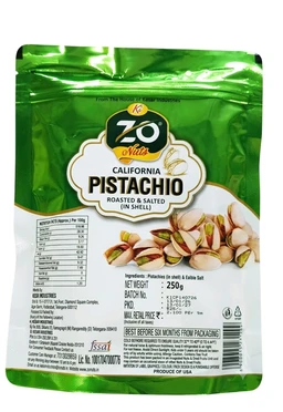 ZO Nuts California Pistachio Roasted & Salted 250g