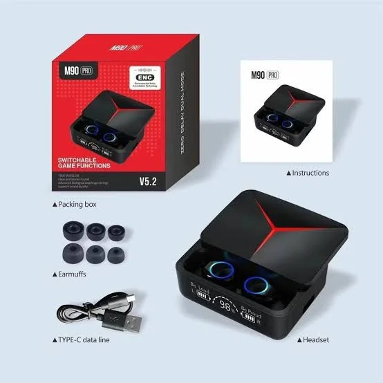 M90 Earbuds With Power Bank - Black