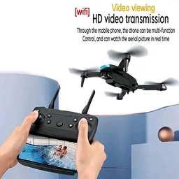 Indian Stuff W8 Smart drone 4K Dual Camera Foldable Remote Control - Black