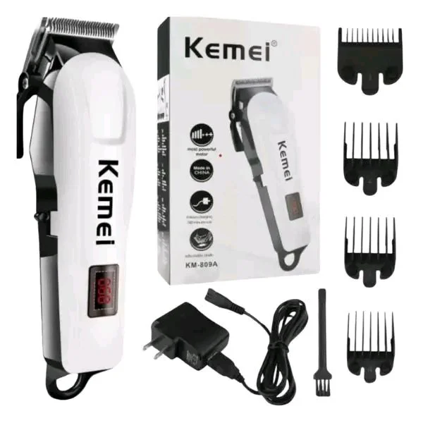 Kemei 🪒KM-809A Rechargeable Hair Trimmer – Pro Grooming at Home - White