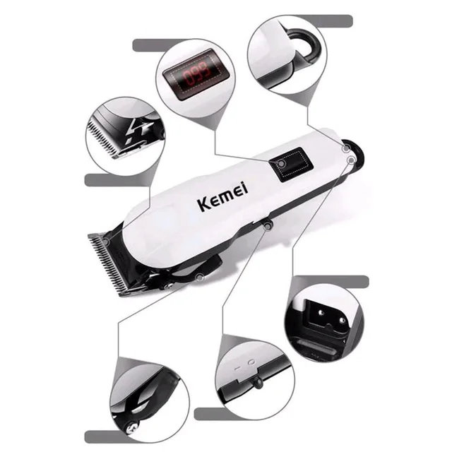 Kemei 🪒KM-809A Rechargeable Hair Trimmer – Pro Grooming at Home - White