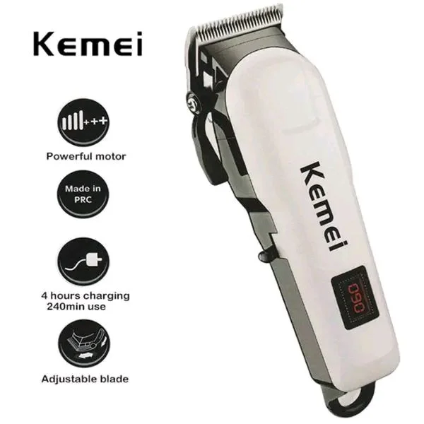 Kemei 🪒KM-809A Rechargeable Hair Trimmer – Pro Grooming at Home - White